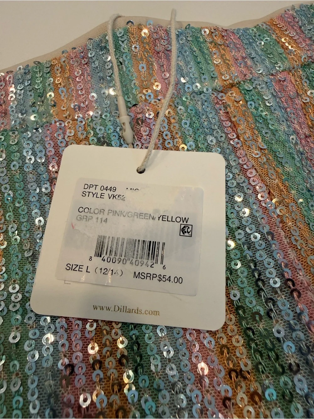 NWT Chelsea & Violet Girls Sequin Pastel Striped Crop Top & Pants Set